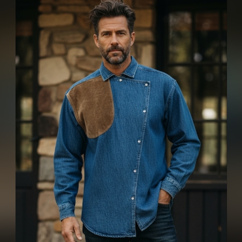 COPY Vintage Ruff Hewn suede and denim shirt size M